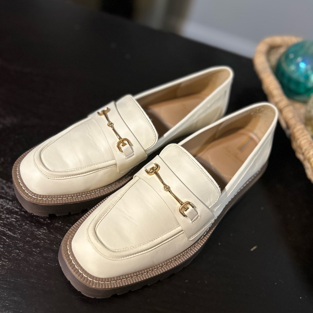 Sam Edelman Laurs Platform Lug Sole loafers Cream / Gold hardware Size 11 - Picture 4 of 11